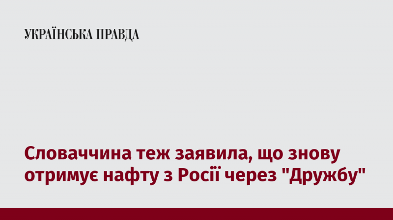 Словаччина також підтвердила, що відновила імпорт нафти з Росії через трубопровід 